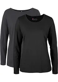 Langarmshirt mit Rundhalsausschnitt (2er Pack), bonprix