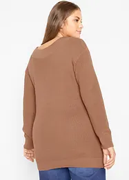 Pull en maille côtelée à encolure bateau, bonprix