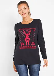 Baumwoll-Langarmshirt mit Weihnachtsmotiv, bonprix