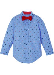 Jungen Langarmhemd mit Fliege und Weihnachtsmotiv (2-tlg.Set), bpc bonprix collection