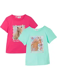 Lot de 2 T-shirts fille en coton, bonprix