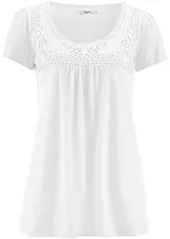 Baumwoll Shirt mit Spitze, Kurzarm, bonprix