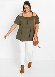 Cold-Shoulder-Shirt mit Spitzenborte, bonprix