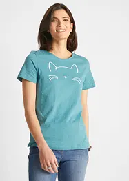 T-shirt manches courtes avec imprimé chat, bonprix