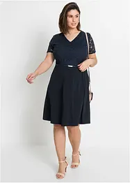 Minikleid mit Spitze und Gürtel, bonprix