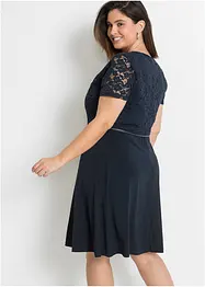 Minikleid mit Spitze und Gürtel, bonprix