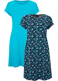 Shirtkleid mit seitlichen Schlitzen aus reiner Baumwolle (2er Pack), bonprix