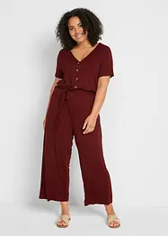 Jersey-Jumpsuit mit V-Ausschnitt, kurzarm, bonprix