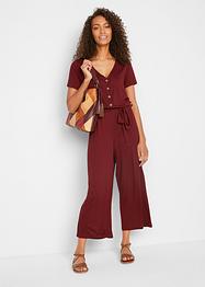 Jersey-Jumpsuit mit V-Ausschnitt, kurzarm, bpc bonprix collection