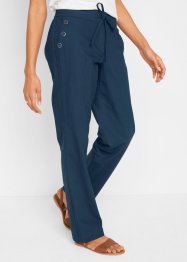 Pantalon en lin avec taille élastiquée, Flared, bpc bonprix collection