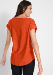 T-shirt coton à empiècement dentelle, manches courtes, bpc bonprix collection
