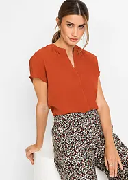 Kurzarm-Bluse mit verdeckter Knopfleiste, bonprix