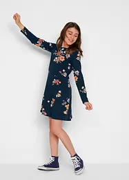 Robe fille à manches longues en jersey à fleurs, bonprix