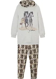 Mädchen Kapuzen-Sweatshirt + Leggings (2-tlg.Set) mit Bio-Baumwolle, bonprix