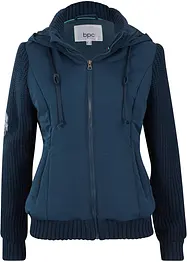 Übergangs-Jacke mit Strickärmeln und Kapuze, bonprix