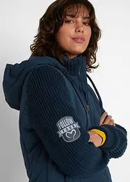 Übergangs-Jacke mit Strickärmeln und Kapuze, bonprix