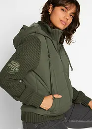 Übergangs-Jacke mit Strickärmeln und Kapuze, bonprix