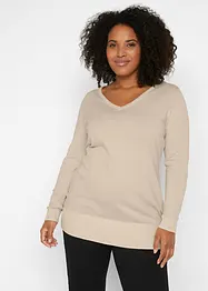 Pull long basique à col V, bonprix