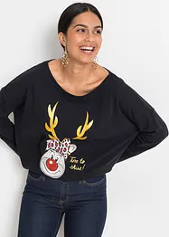 Off-Shoulder-Shirt mit Weihnachtsmotiv, bonprix