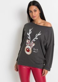 T-shirt épaules découvertes avec motif de Noël, BODYFLIRT