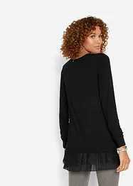 Pull en viscose avec dentelle et plissé, bonprix