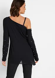 Cold-Shoulder-Shirt mit Spitze und Perlen, bonprix