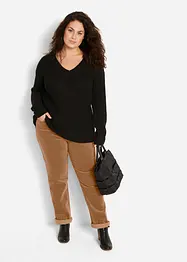 Pantalon droit en velours côtelé extensible, bonprix