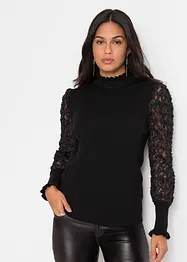 Pull col roulé avec manches en mousseline, bonprix
