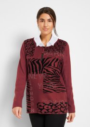 Jaquard-Long-Pullover mit recycletem Polyester, bpc selection premium