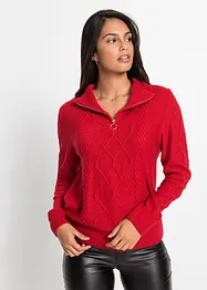 Troyer Pullover mit Zopfmuster, bonprix