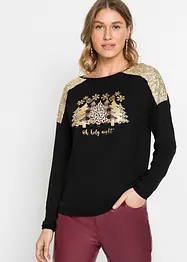 Oversize-Shirt mit Weihnachtsmotiv und schönen Pailletten, BODYFLIRT boutique