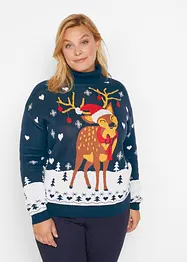 Pull de Noël en maille fine à col roulé, bonprix