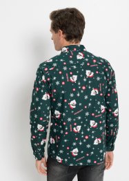 Langarmhemd mit Weihnachts-Druck, Slim Fit, RAINBOW