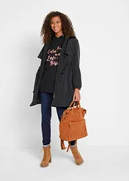 Sweat-shirt sport et féminin avec inscription métallisée, fentes latérales pour une plus grande liberté de mouvement, capuche., bonprix