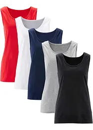 Lot de 5 longs débardeurs 100% coton, bonprix