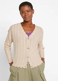 Kurze Ajour-Strickjacke mit nachhaltiger Viskose, bonprix