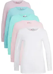 Longshirt mit Rundhalsausschnitt, Langarm (5er Pack), bonprix