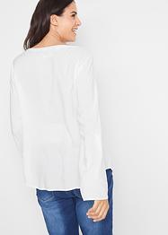 Bluse mit V-Ausschnitt, Langarm, bpc bonprix collection