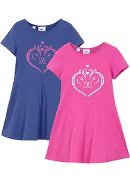 Lot de 2 robes en jersey fille, manches courtes, bonprix