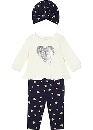 T-shirt + legging + bonnet bébé (Ens. 3 pces.) coton, bonprix