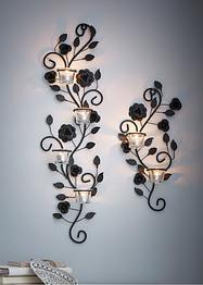 Wandkerzenhalter mit Rosenranke (2-tlg.Set), bpc living bonprix collection
