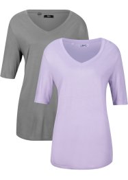 Viskose T-Shirt, 2er-Pack, bpc bonprix collection