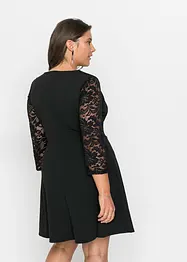 Minikleid aus strukturiertem Crepe mit Spitzen-Ärmel, bonprix