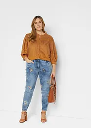 Slim-Fit-Jeans mit floraler Stickerei, bonprix