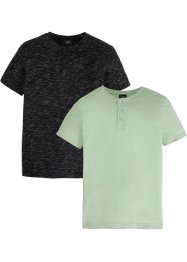 Lot de 2 T-shirts col Henley, manches courtes, bpc bonprix collection