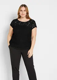 Blouse t-shirt en dentelle cordée, bonprix