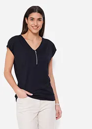 T-shirt avec zip, manches courtes, bonprix