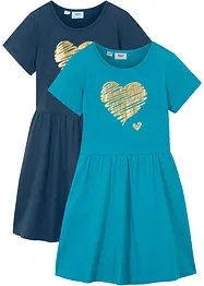 Jerseykleid aus reiner Bio-Baumwolle (2er Pack), bonprix