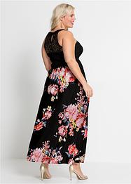 Sommer-Maxikleid mit Blumen-Print und Spitze, BODYFLIRT boutique