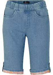 Bermuda en jean avec revers coloré, bonprix
